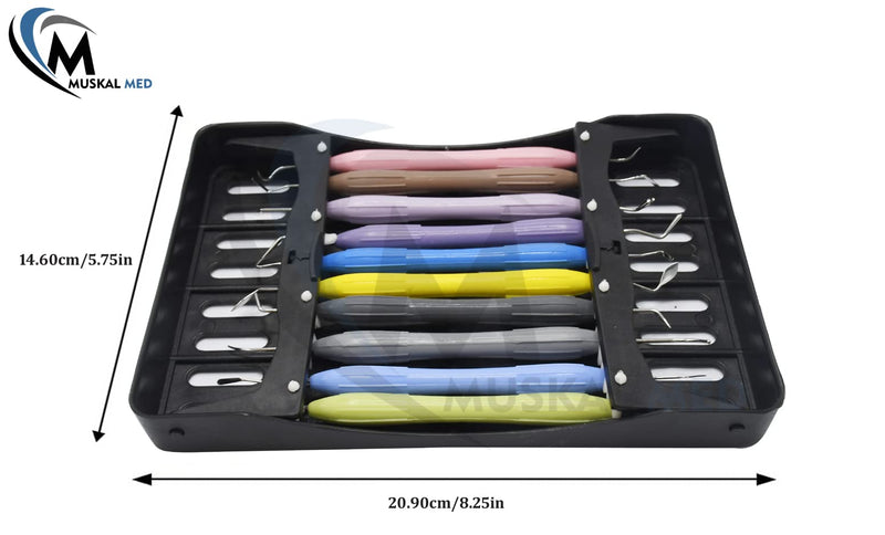 [Australia - AusPower] - Silicone Handle Dental Composite Filling Restorative Instruments Kit 10pcs Tools Set with Cassette DN-2245 