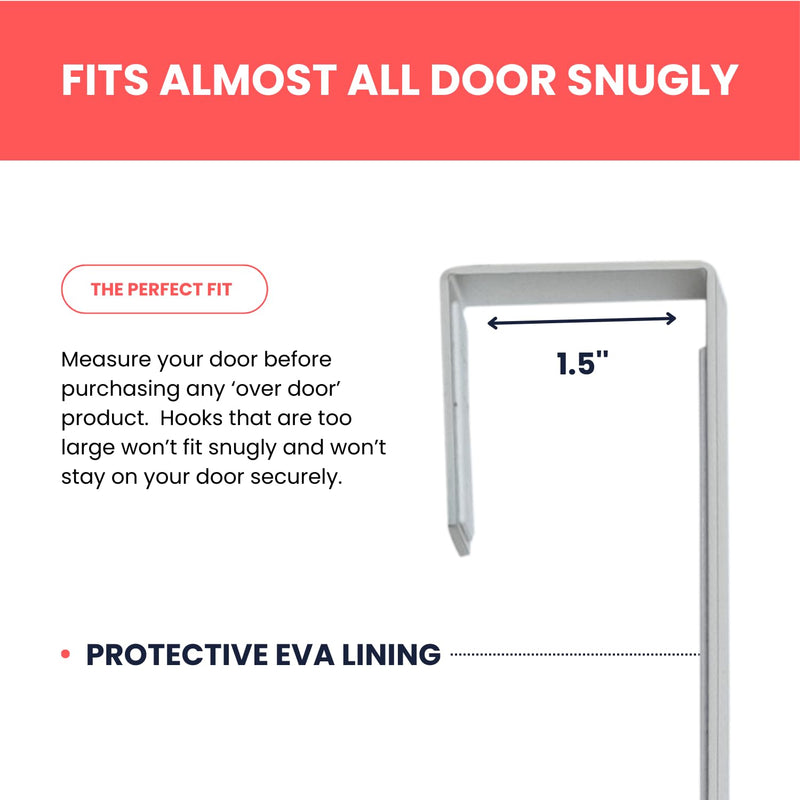 [Australia - AusPower] - Over-The-Door Mirror Hanger (Patent Pending) : Adjustable 14.5-inch Door Mirror Hanger Set w Protective Lining | Over The Door Mirror Hooks Perfect Height &Fit- 2 Mirror Brackets Set 1.5'' Door Depth 