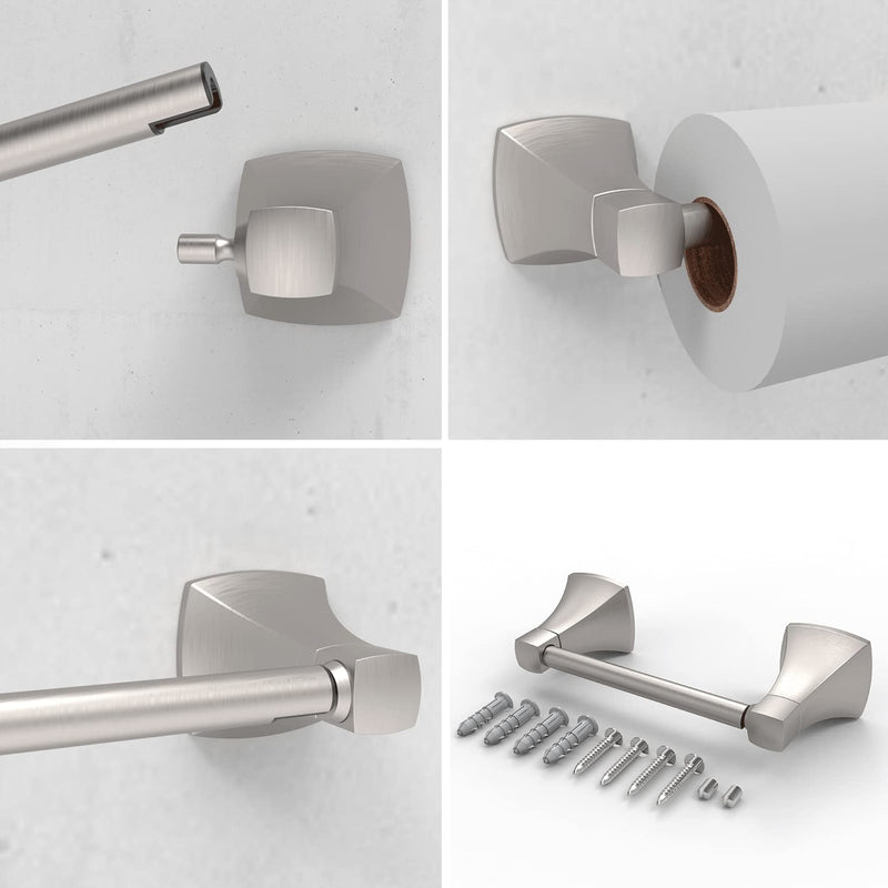 Brushed Nickel Toilet Paper Holder Bathroom Double Post Pivoting Tissue Roll Holder Stainless Steel and Zinc Alloy Wall Mount Brushed Nickel
