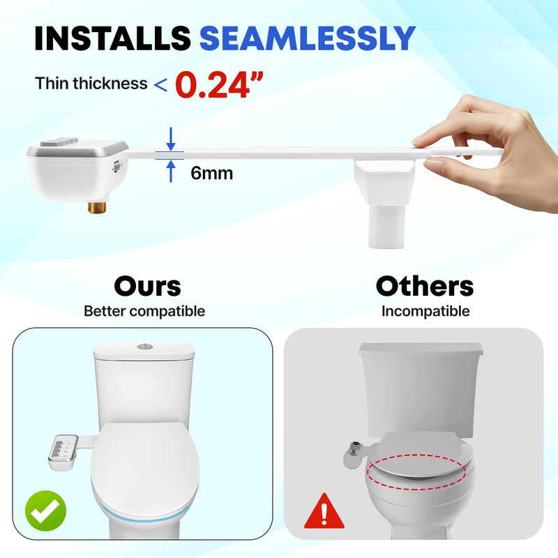 Bidet Attachment for Toilet,Independent Adjustable Water Pressure,Self Cleaning Non-Electric Dual Nozzle for Frontal & Rear Wash,Fresh Water Bidet Toilet Seat, White A1-Bidet Attachment