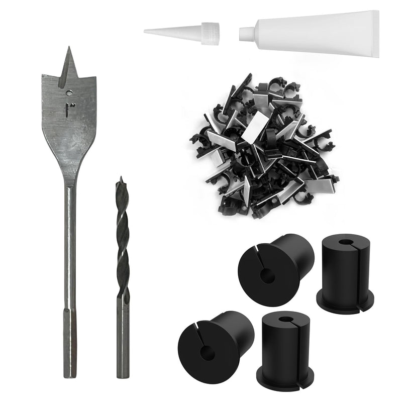 Starlink cable routing kit,starlink ethernet adapter,4pcs star link wall bushing grommets accessories for cable wall pass through with 1" spade drill bit 40pcs wall wire clips