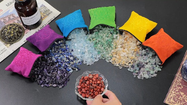 TUMBEELLUWA 0.5LB Amethyst Crushed Chip Stones with Chakra Velvet Pouch #1-purple/Purple