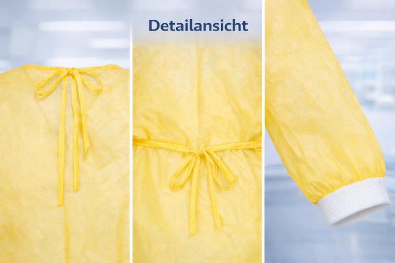 Pack of 10 MRSA Protective Gown Yellow - Disposable Protective Gown with PE Coating, Insulation Gown Surgical Gown Visitor Coat, Hospital Gown, Protective Gown Disposable 10 pieces
