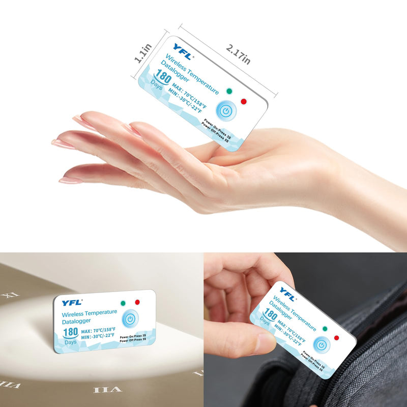 [Australia - AusPower] - Wireless Temperature Data Logger Reusable Temperature Sensor USB-Free Thermometer Recorder High Accuracy Thermometer with PDF Reports 180 Days Low Temperature Monitor Indoor Outdoor-1 Pack 