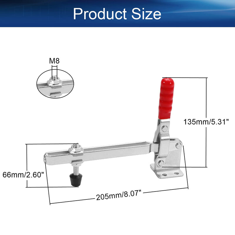 [Australia - AusPower] - Auniwaig GH-101-D-15 Quick Release Vertical Toggle Clamp 396.83 Lbs Hold Down Hand Tool Long U Bar Toggle Clamp w Adjustable Rubber Pressure Tip for Hold Down Boards Fixing Work-piece Silver 180kg 1pcs 