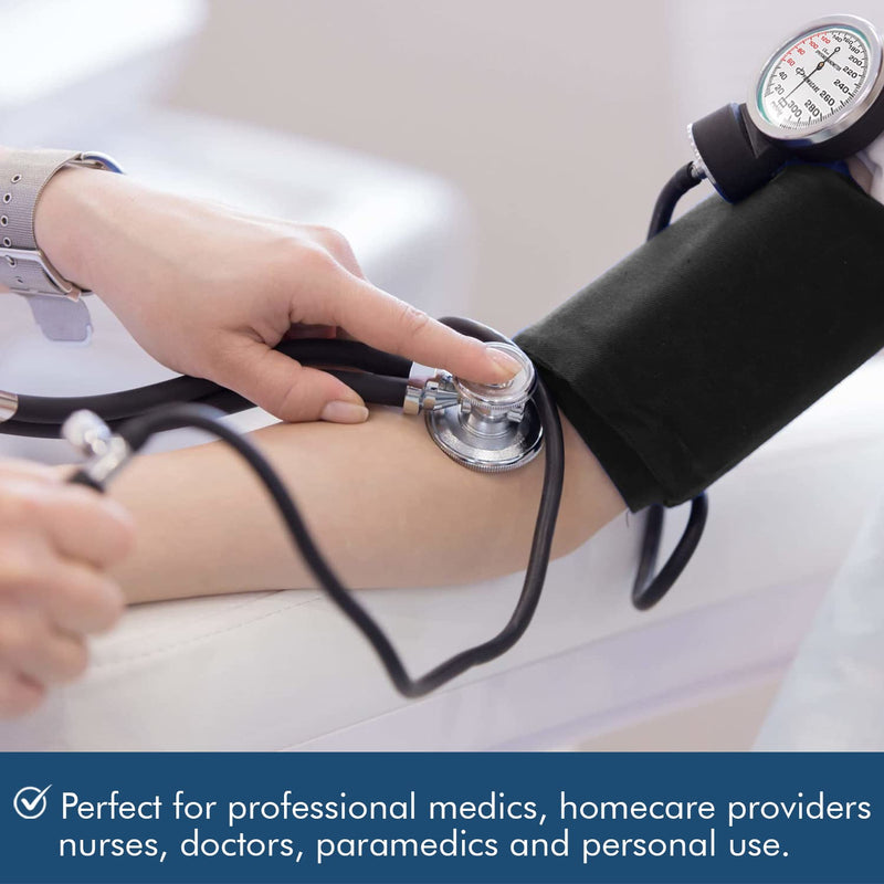 [Australia - AusPower] - NOVAMEDIC Adult Size Self Taking Black Aneroid Sphygmomanometer, Stethoscope Kit - Professional Blood Pressure Machine with Manual Inflation Cuff w/D-Ring, 8.7”-16.5", BP Monitor Kit w/Carrying Case 
