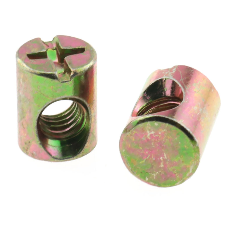 [Australia - AusPower] - E-outstanding 4PCS M6 x 10 x 13mm Slotted Barrel Nuts Cross Dowels Spring Loaded Barrel Nuts Replacement Screws Cross Dowel Barrel Nuts for Furniture Bed Crib and Chairs 