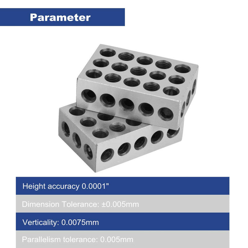 2 Pieces 25 x 50 x 75 mm Precision Blocks, 23 Holes Clamping Blocks Metric, Rotary Tools Precision for Machine Tool Matched Machinist 123 Hardened Milling Tool 1-2-3 Holes