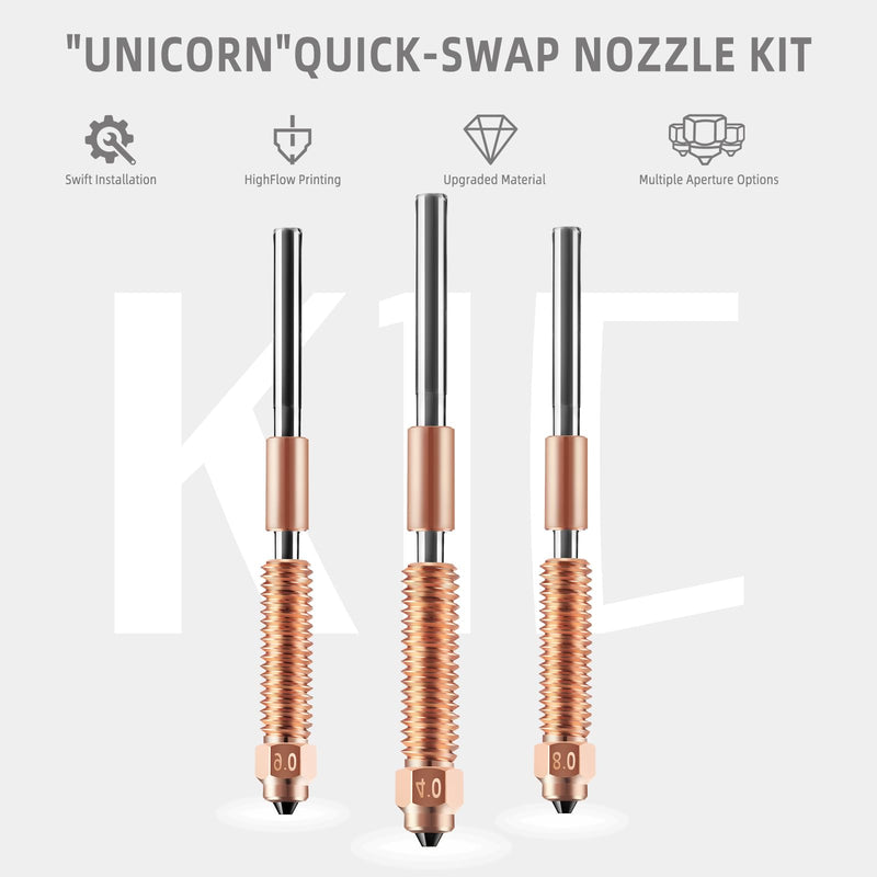 K1C/Ender 3 V3 Nozzle: Ender 3 V3 Plus Nozzle Kit 0.4/0.6/0.8mm with Cleaning Needles for Creality Unicorn Quick-Swap 3D Printer Nozzles Kit (4pcs) Mix size