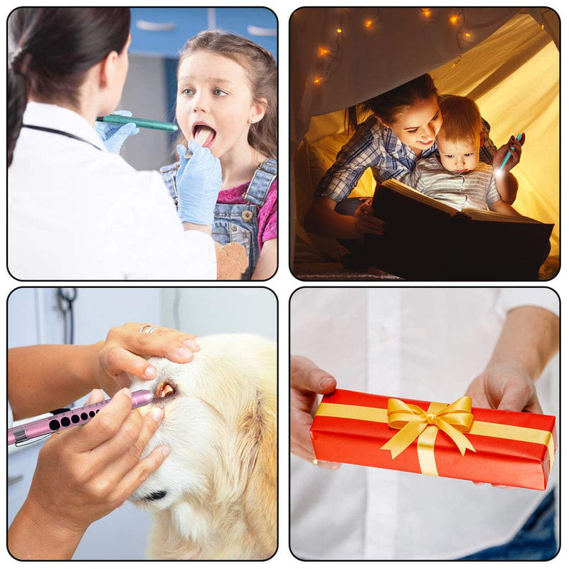 [Australia - AusPower] - Aokin Pen Light with Pupil Gauge, Reusable LED Penlight Medical for Doctor Nurse Diagnostic etc, White Light, Teal and Rose Gold 