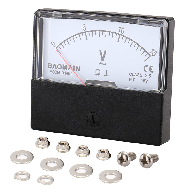 [Australia - AusPower] - Baomain Voltmeter DH-670 AC 0-15V Rectangular Class 2.5 Analog Panel Volt Voltage Meter 