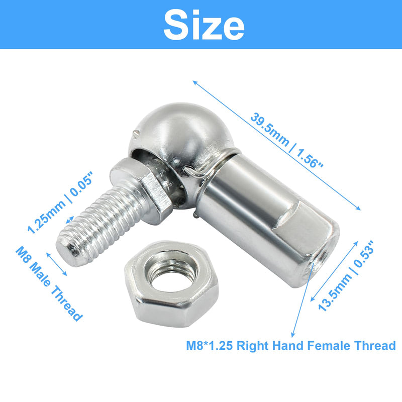 [Australia - AusPower] - 4 PCS m8 x 1.25mm Right Thread Ball Head Joint Rod End Bearing, Carbon Steel Ball Socket End Fitting for Hinge Door 