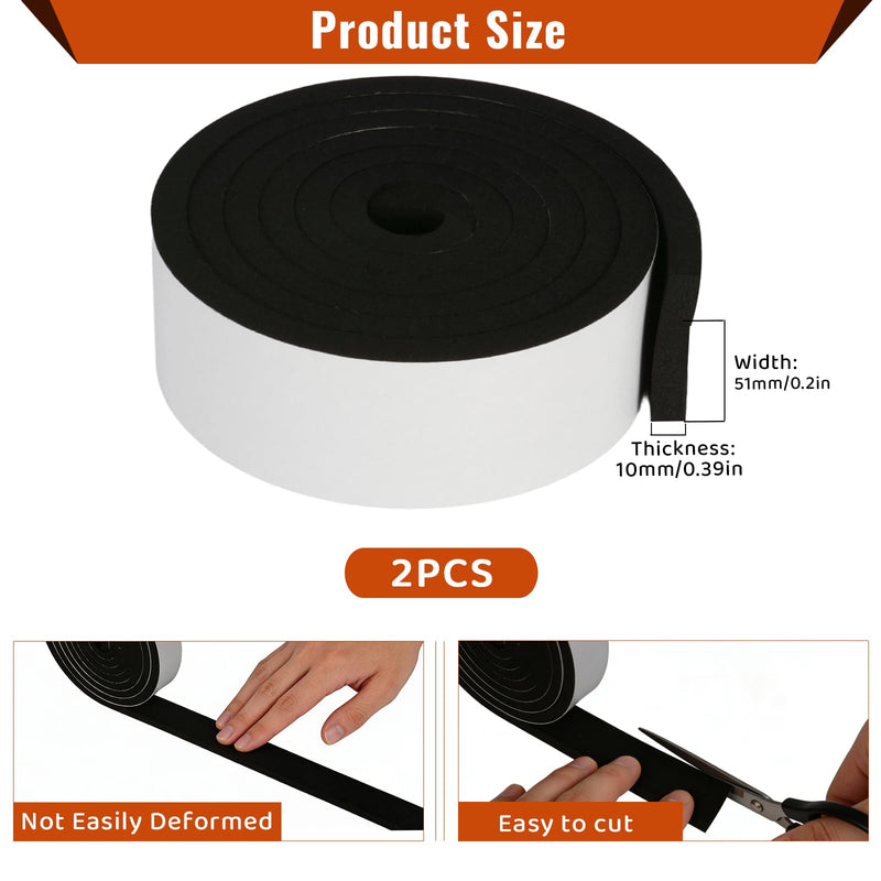High Density Foam Tape - 2'' x 3/8'' x 13Ft Weatherproof Adhesive Prevent Condensation Heat Resistant Flame Retardant Weather Stripping Easy to Cut & Install & Remove for Car Doors Pipes Windows White