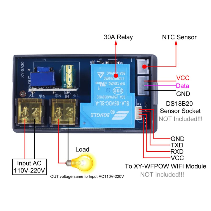 [Australia - AusPower] - XY-SA30 30A Electronic Thermostat Controller, AC 110V-220V NTC Digital Temperature Control Module, -40~166℉ Automatic Timed Heating/Cooling Temp Control Board 