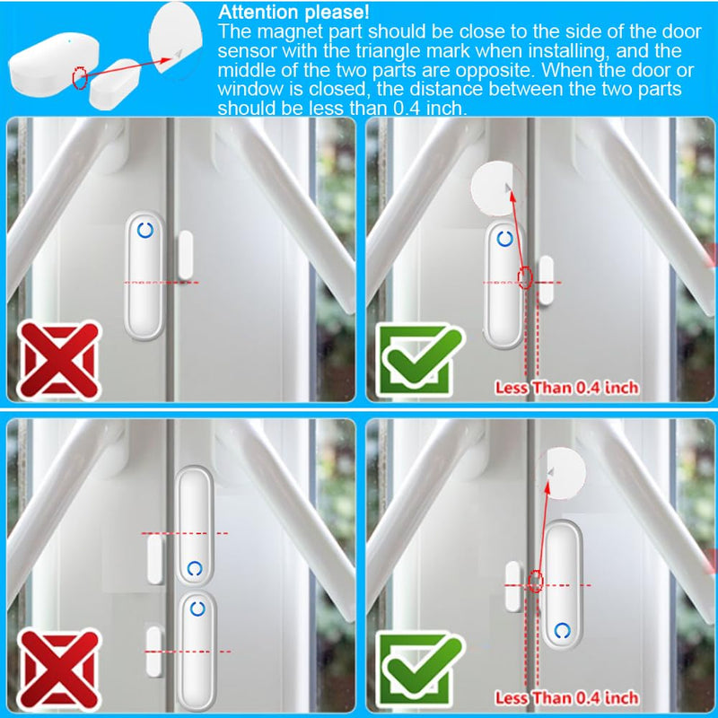[Australia - AusPower] - Caregiver Pager Door Alarms for Dementia Patients/Kids Safety/Home Security,Wireless Door Alarm Sensor for Elderly/Business/Home/Store(4 Sensors and 2 Receivers) 