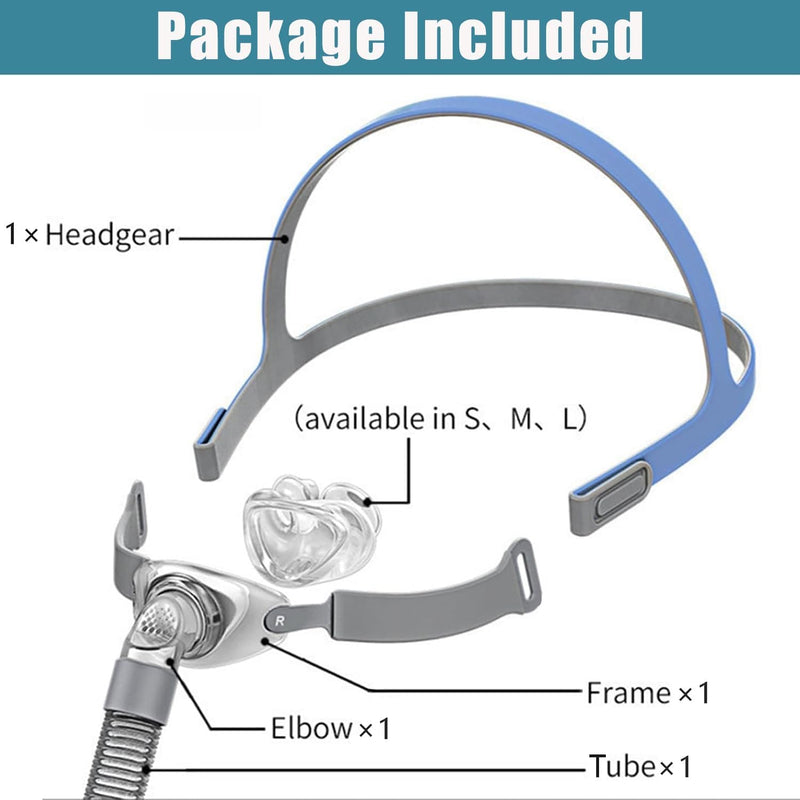 [Australia - AusPower] - CPAP Nasal Mask with Heargear and Nasal Pillow, Model P2 Full CPAP Accessories Set Design for 22mm Machine, Not Adpt P10 Transparent 