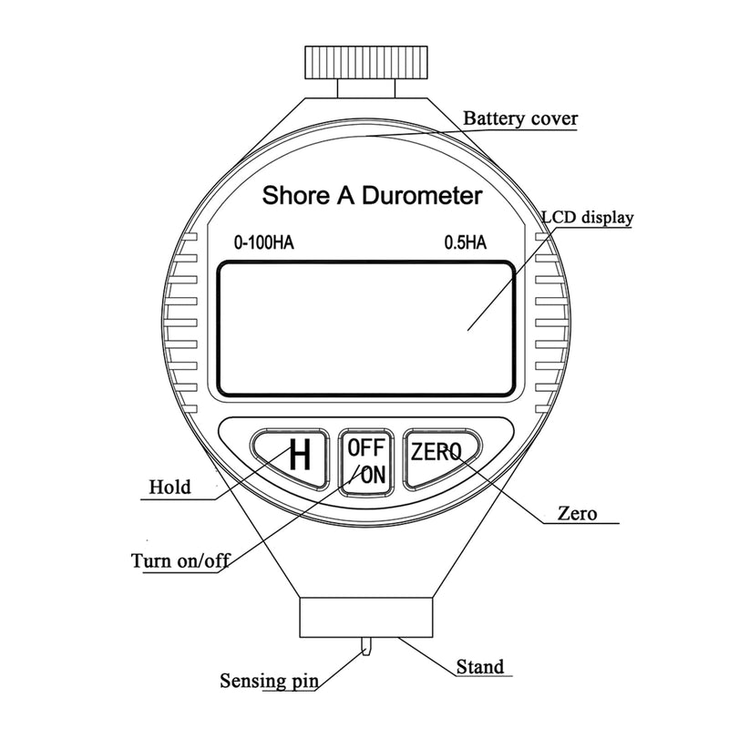 [Australia - AusPower] - Hardness Tester, Durometer Shore Type A 0-100HA, Digital Durometer 0.1HA Resolution, with Large LCD Display for Rubber, Plastic, Tire, Leather, Wax 