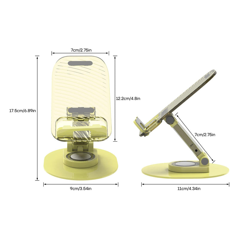 [Australia - AusPower] - Foldable Desktop Phone Holder, Phone Holder on Desk Compatible with iPhone15, 14, 13 Pro Max Mini, Suitable for 3.5-12.9 inch Phones and Tablet Computer. (Yellow) Yellow 