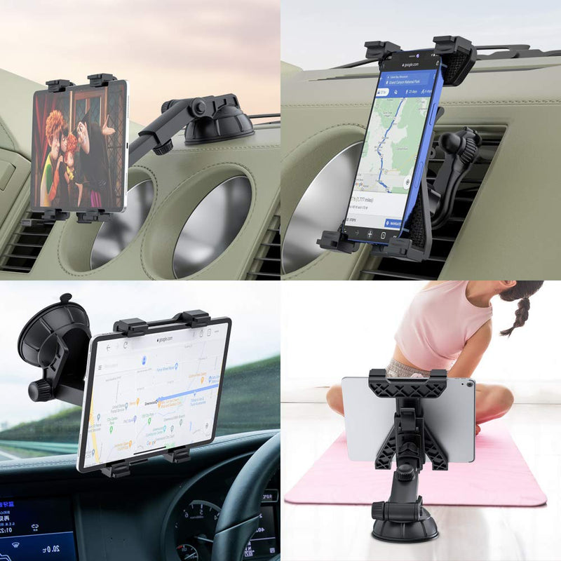 [Australia - AusPower] - Tablet Holder Car Mount for Apple iPad Samsung Galaxy Tab All 6"-11" Tablets, Cars Air Vent with Dashboard Windshield Strong Suction Cup Mount 360° Rotation Adjustable Telescopic Arm Tablet Holder Big 