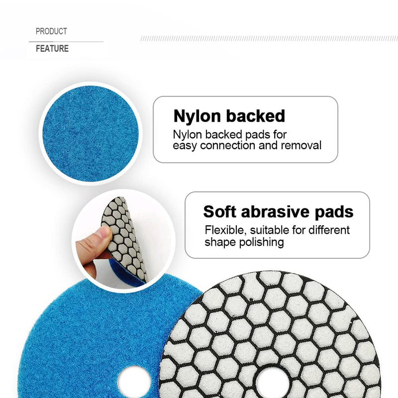[Australia - AusPower] - SHDIATOOL Dry Diamond Polishing Disc, Pack of 7, Grit 50 for Granite, Stone, Concrete, Marble, Diameter 4 Inches/100 mm Streugut 50 
