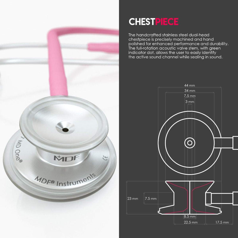 [Australia - AusPower] - MDF Instruments MD One Stainless Steel Stethoscope, Adult, Pink Tube + MDF LUMiNiX Medical Professional Penlight 