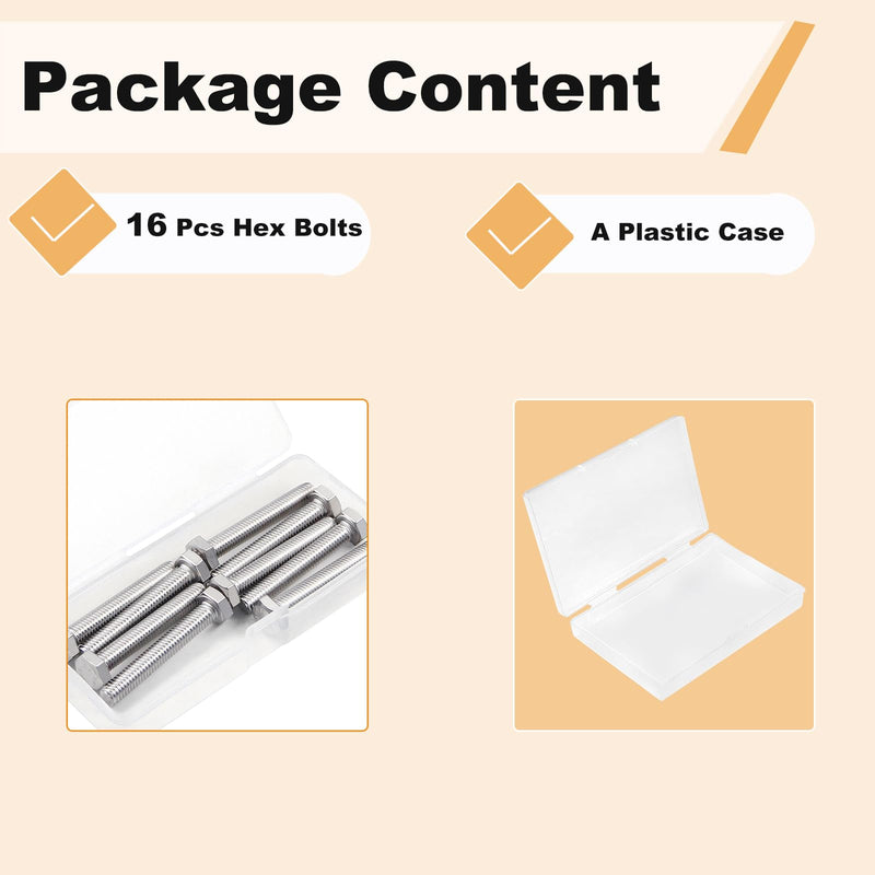 [Australia - AusPower] - 16PCS M6 Hex Bolts M6x40mm Hex Head Bolts Stainless Steel 304 M6-1.0 Hex Bolt Fully Threaded Hex Tap Bolts Metric Hexagon Head Screw Machine Bolts Right Hand External Hex Drive M6*40mm 