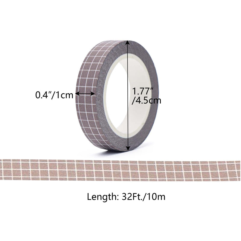 NatSumeBasics 2 Pack Brown Grid Washi Tape, 0.4" Decorative Tape