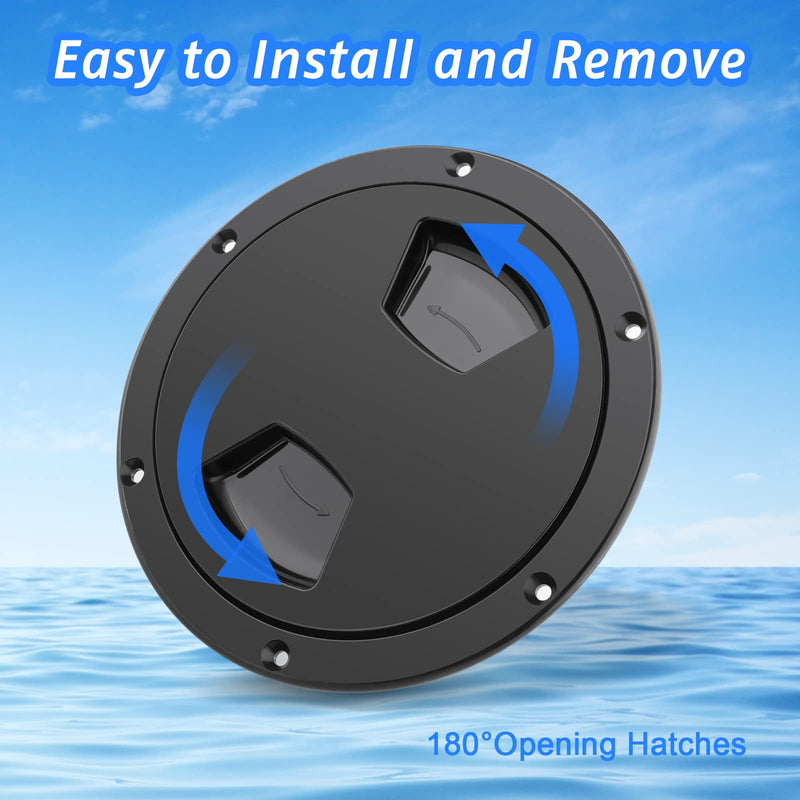 5 inch / 6 inch / 8 inch Boat Round Deck Plate Non Slip Inspection Hatch, Marine Access Port Hatch Cover with Screws, Detachable Water Tight Lid Cover for Marine Boat Yacht 6" Black