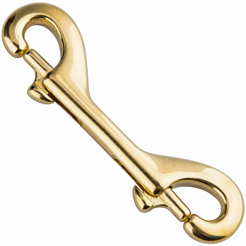 [Australia - AusPower] - Solid Brass Double Ended Bolt Snap Hook, Marine Grade Double End Scuba Diving Clips, Heavy Duty Trigger Chain Clip Key Holder for Pet Feed Bucket Hammock Horse Tack (2-Pack) (90mm) 90mm 