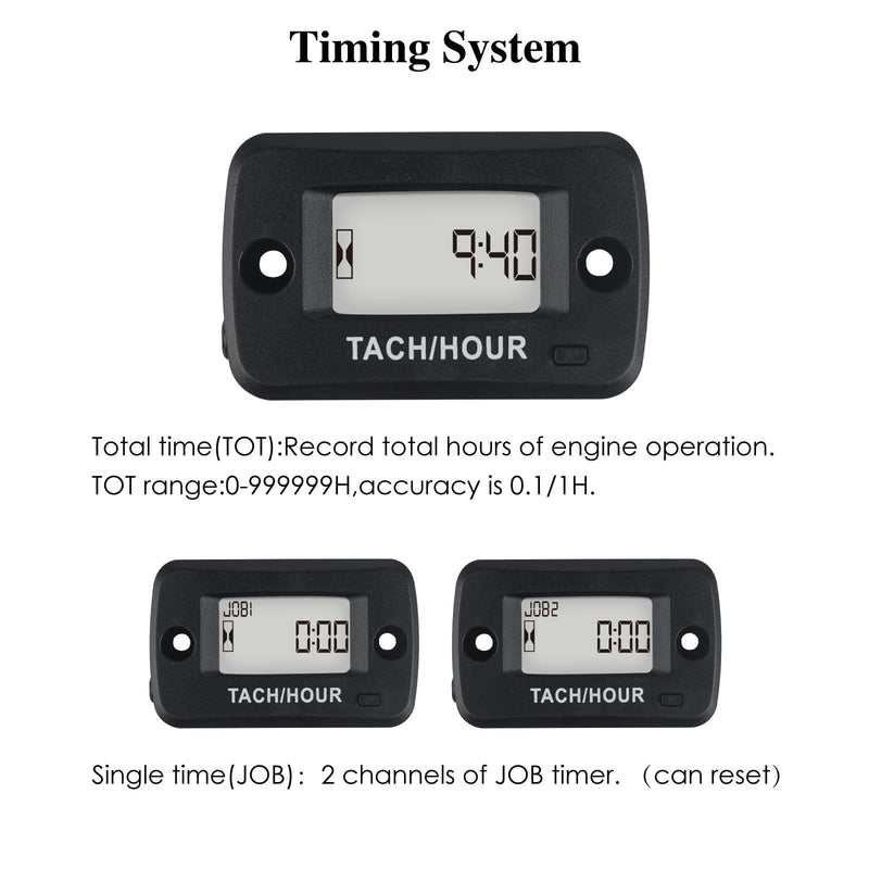 NR-HM019R Waterproof Digital LCD Hour Meter Speedometer Maintenance Meter for Petrol Engines, Paramotors, Chainsaws, Generators, Mowers, Model Boats