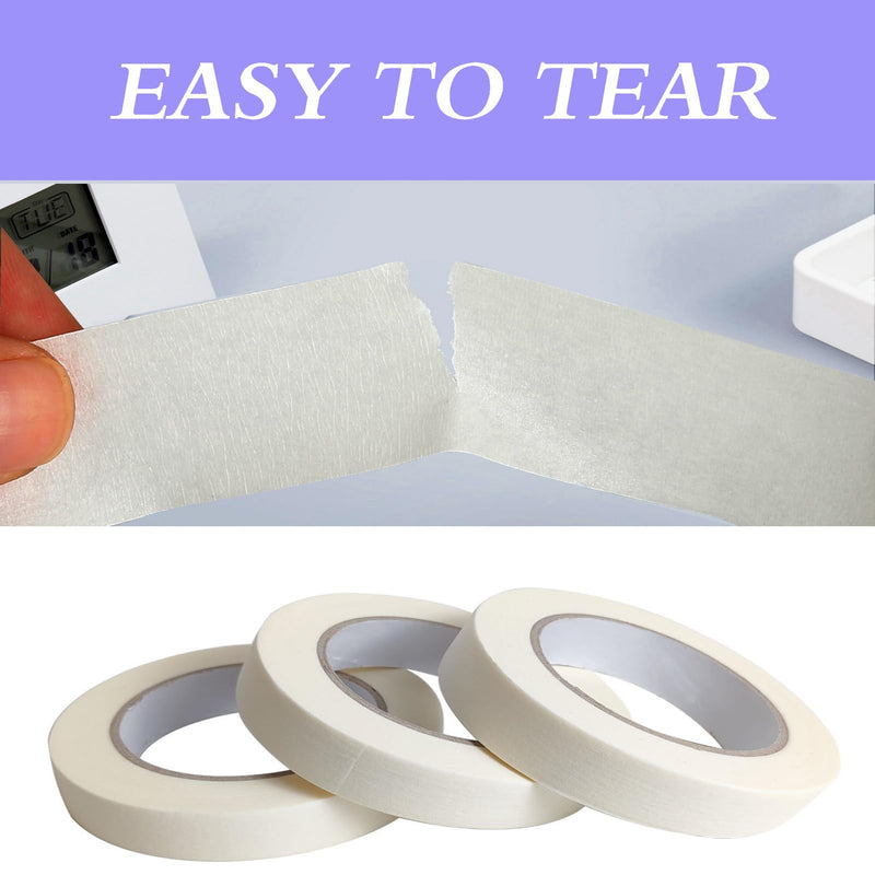 Lazybug studio Masking Tape 0.75 Inch, 3 Pack White Masking Tape, 3/4 Inch x 55 Yards x 3 Rolls,165 Yards in Total