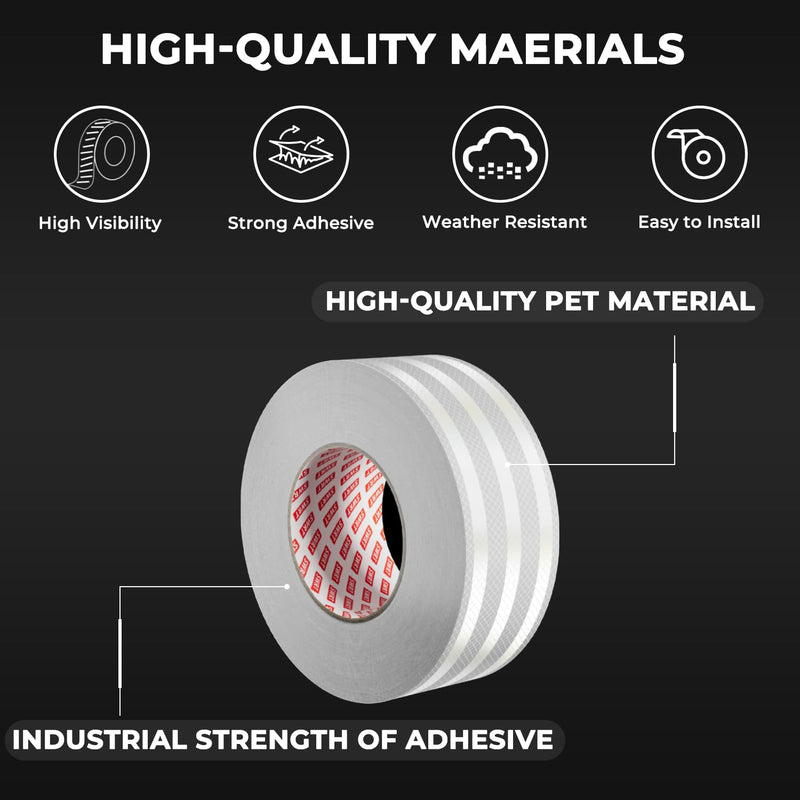 SWRT 2 Inch X 30 FT Reflective Tape Outdoor Waterproof DOT-C2 Fade Resistant White Reflective Tape Strong Adhesive Safety Warning Tape Reflector Conspicuity Tape for Trailer Trucks Bikes 2IN x 30FT