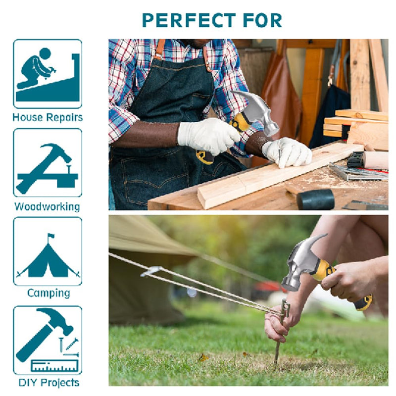 [Australia - AusPower] - 750PCs Small Nails for Hanging Pictures Assortment Kit and 8oz Small Claw Hammer, Small Hammer With Hardware Nails Assorted Set for Home, DIY, Camping, Tent Stakes (Hammer and Nails) Hammer and Nails 