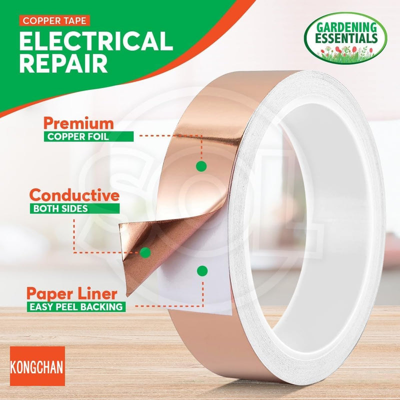 [Australia - AusPower] - Copper Tape(4/5inchX82FT) | Copper Tape Slug Repellent | Humane Slug & Snail Control | Slug Tape Copper Repellent | Snail Repellent | Slug Detterent | Slug Copper Tape for Slugs | Copper Tape Slugs 