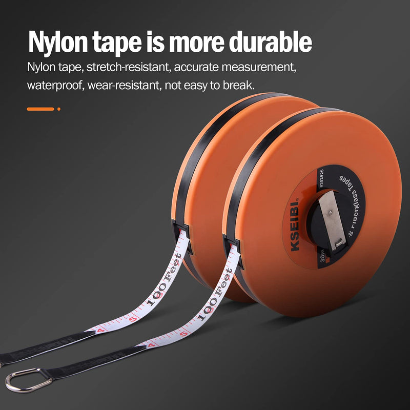 [Australia - AusPower] - KSEIBI 302910 Long Fiberglass Tape Measure Double Face Printing Inch/Metric for Construction Work (66ft / 20m) 60ft / 20m 
