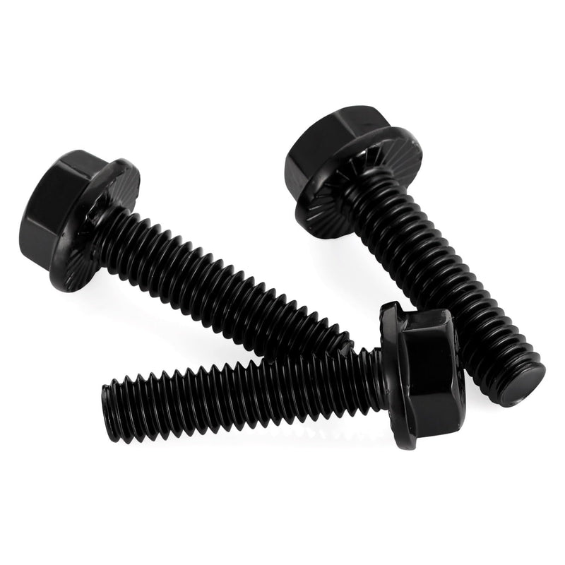 [Australia - AusPower] - 1/4-20 x 1-1/4" Black Flanged Hex Head Bolts Flange Hexagon Screws, Stainless steel 304, Fully Threaded, 25 PCS 1/4-20 x 1-1/4" 
