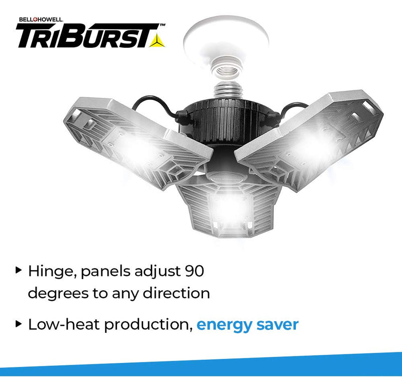[Australia - AusPower] - TRIBURST Aluminum LED Garage Lights 6500K 4000 Lumen  Adjustable Ceiling Lights, Ultra Bright Lighting with 144 Bulbs and Multi-Directional Triple Panel for Indoor, Bedroom, Living Room 