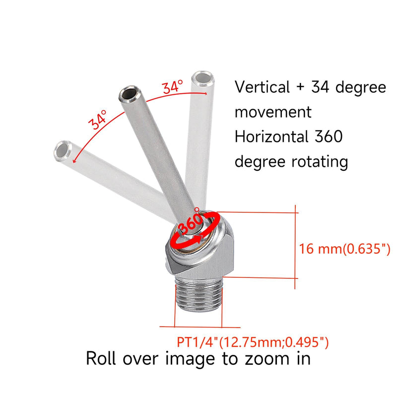 [Australia - AusPower] - 5 Pcs 1/4" PT x 10/30/50mm Coolant Pipe Adjustable 304 Stainless Steel Screw-in Coolant Nozzle High-Pressure Water Oil Cooling Tube for Lathe, Milling, CNC Machine (10mm) HTAP-1/4-10 