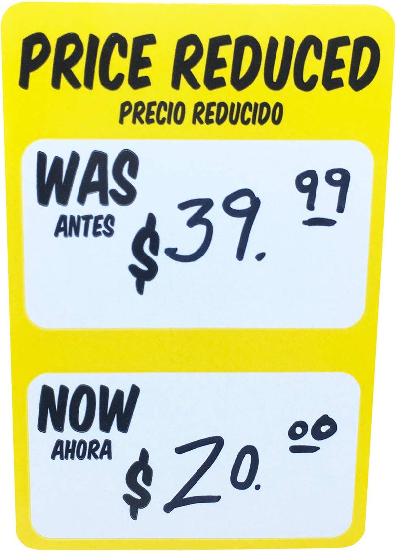 Price Reduced was Now Retail Sale Labels 2 x 3 Inch Rectangle 500 Adhesive Stickers