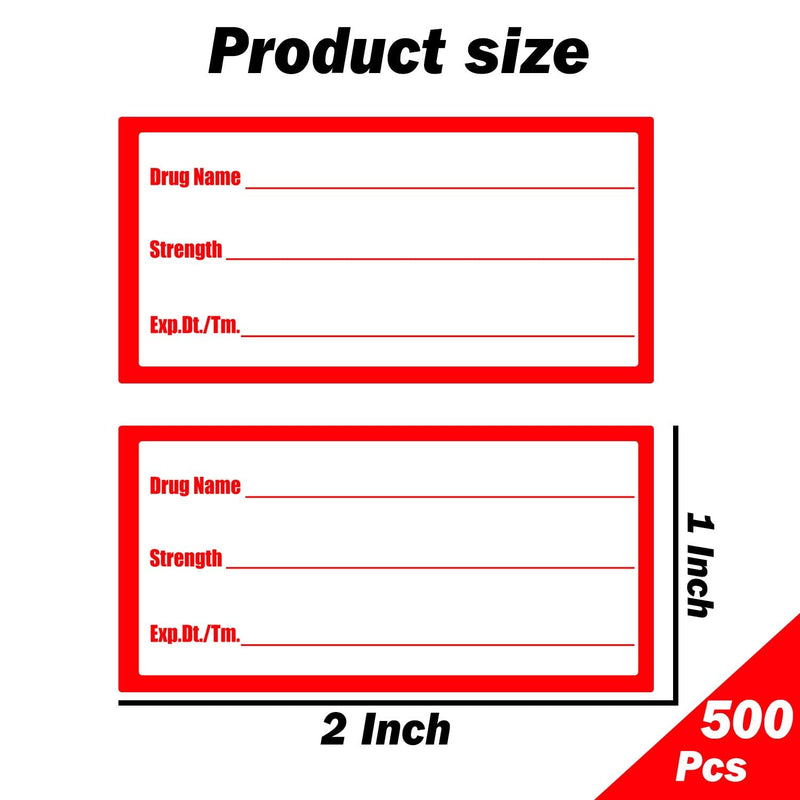 [Australia - AusPower] - 500Pcs Drug Name Label Stickers Medication Strength Stickers 1x2 Inch-Veterinary Instruction Labels Reminder Labels 1*2 