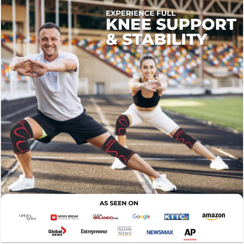[Australia - AusPower] - Modvel Knee Braces for Knee Pain Women & Men - 2 Pack Knee Brace for Knee Pain Set, Knee Brace Compression Sleeve, Knee Support for Knee Pain Meniscus Tear, ACL & Arthritis Pain Relief,Red XXXL XXX-Large Red 