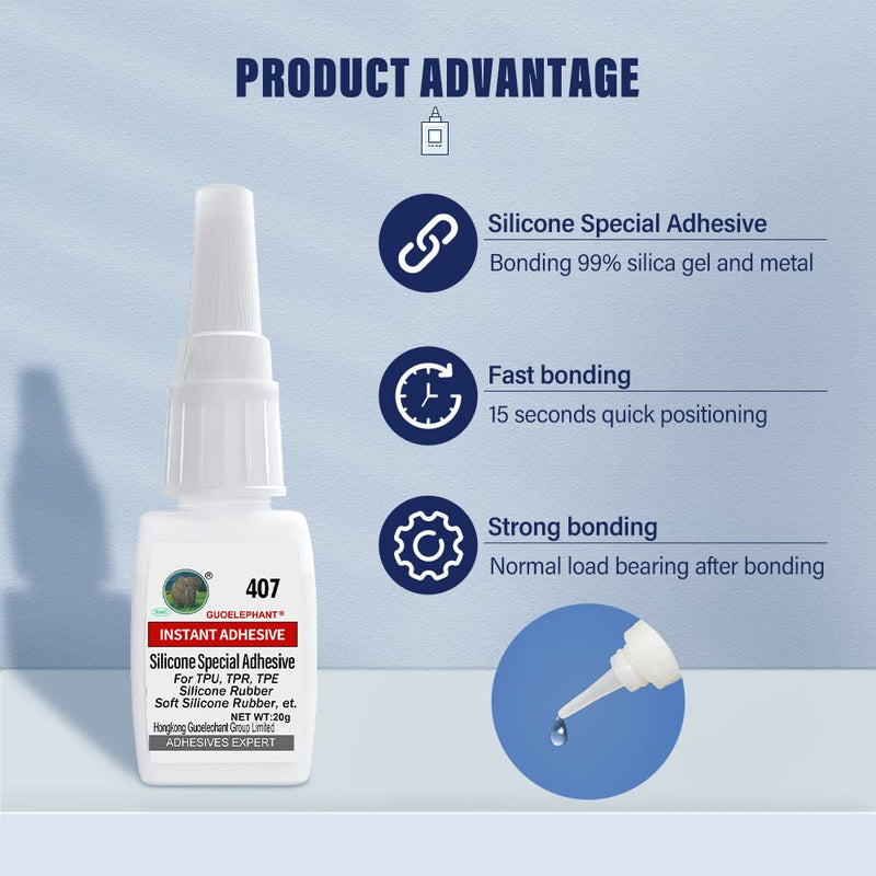 [Australia - AusPower] - Silicone Glue,Glue for Silicone,for bonding Between Silicone and Silicone, Silicone and Other Material.Instant Super Glue for Silicone, Silicone rubber, TPU, TPR, TPE, Liquid silicone 