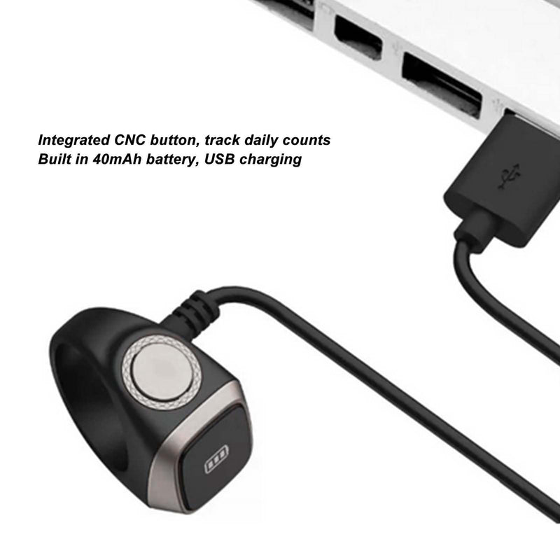 Smart Bluetooth Finger Counter, Smart Muslim Electronic Counter, Rechargeable Step Counting APP Support 0.49in Screen 20MM