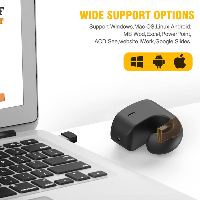 [Australia - AusPower] - Presentation Clicker USB Rechargeable Powerpoint Clicker, Finger Ring RF 2.4GHz Wireless Presenter Remote Clicker for Powerpoint Presentations for Mac Laptop PC 