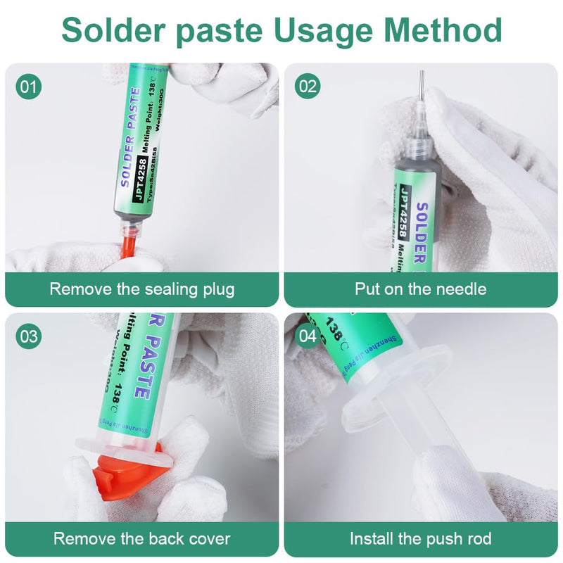 [Australia - AusPower] - Flintronic Lead-free Solder Paste 30g, Sn42 Bi58 Syringe Solder Paste Flux, Low Temperature 138°C Solder Flux Tin Paste, Solder Paste for BGA SMT LED SMD Solder #3 Lötpaste #6 Soldering Paste 30 G, Low Temperature 138 °c 
