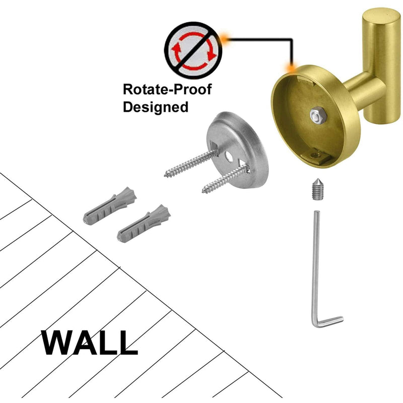 Nolimas Bathroom Towel Hooks SUS 304 Stainless Steel Coat Hook Round Clothes Towel Coat Robe Hook Cabinet Closet Door Sponges Holder for Bath Kitchen Garage Hotel,Wall Mounted,Brushed Gold,2Pack 2pcs Brushed Gold