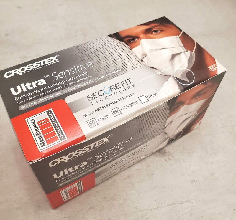 Crosstex Ultra Sensitive FogFree Face Masks w/SecureFit Tech White Box of 40