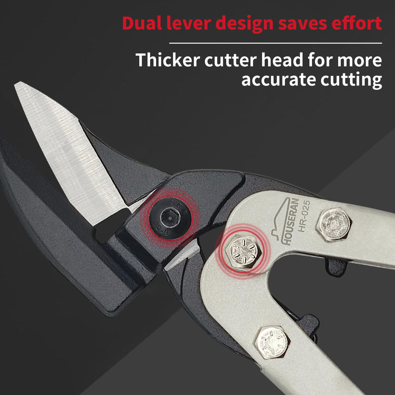 [Australia - AusPower] - Tin Snips, 10 Inch Aviation Snips, Left Cut, Heavy Duty Sheet Metal Cutter with Safety Lock and Non-slip Handle, CR-V Steel Sharp Teeth, Metal Shears Scissors for Cutting Metal Sheet 
