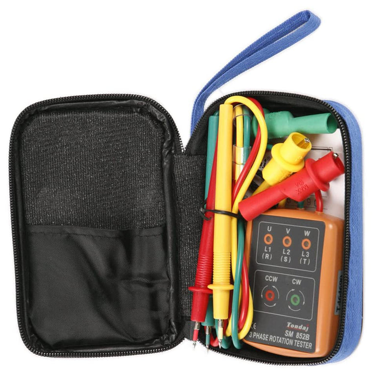 [Australia - AusPower] - Phase Tester Rotary Field Meter AC60 V ~ 600 V, EIMZU Rotation Display Tester Detector Meter 3 Phase with Crocodile Clips and Buzzer Tester Shows 