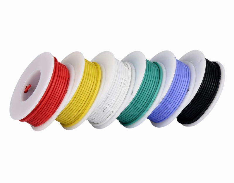 [Australia - AusPower] - 18 Gauge Wire Spool 13.2ft / 4m Each 6 Colors,18 AWG Stranded Wire Hook up Wire Kit, Silicone Rubber Insulated/Tinned Copper/Flexible/18AWG Wire for Automotive Wiring 18awg silicone wire set 